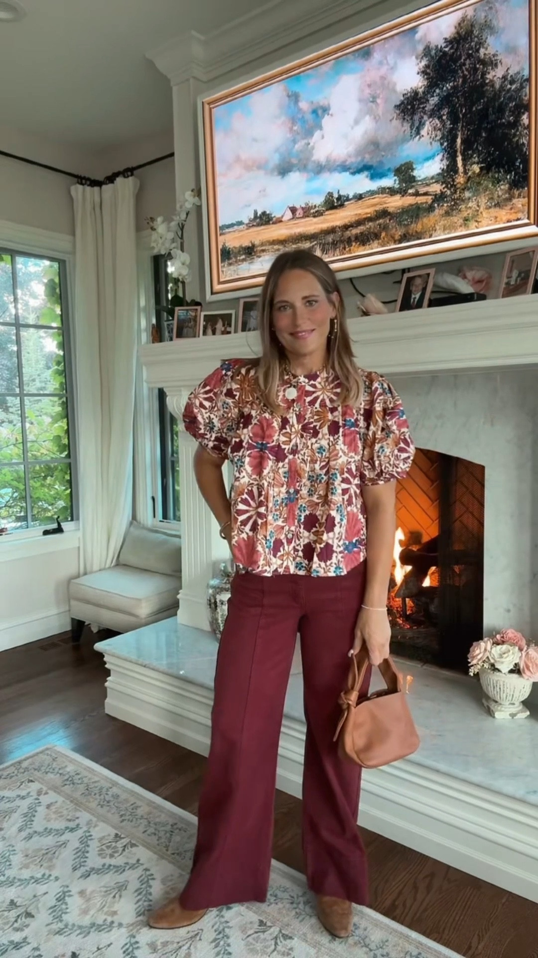 Fall style. A pattern top with rich colored jeans and brown accessories to tie it all together  

#LTKStyleTip #LTKFindsUnder100 #LTKOver40