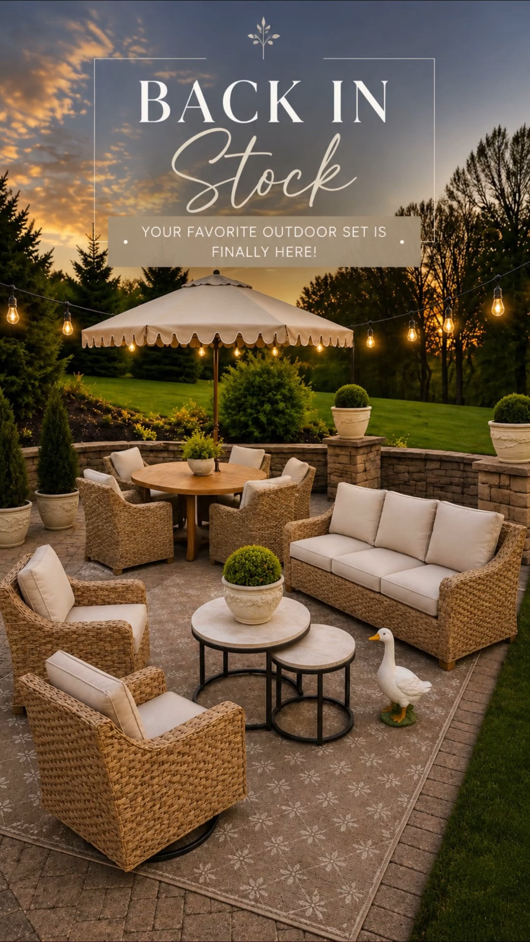 patio furniture | outdoor living | backyard decor ✨

This outdoor set is finally back in stock and it completely transformed our patio. From the scalloped umbrella to the string lights and cozy seating… every piece feels like a little backyard getaway.

#LTKHome