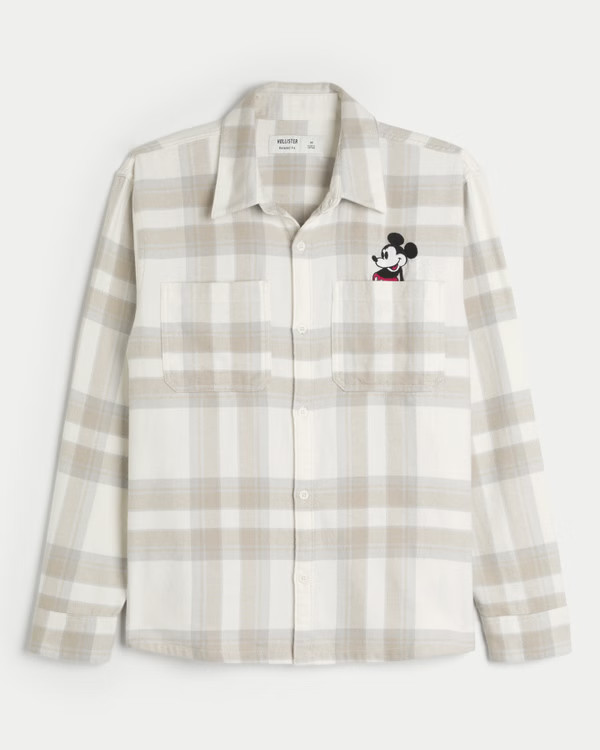 Men's Relaxed Flannel Mickey Mouse Graphic Shirt | Men's Tops | HollisterCo.com | Hollister (US)