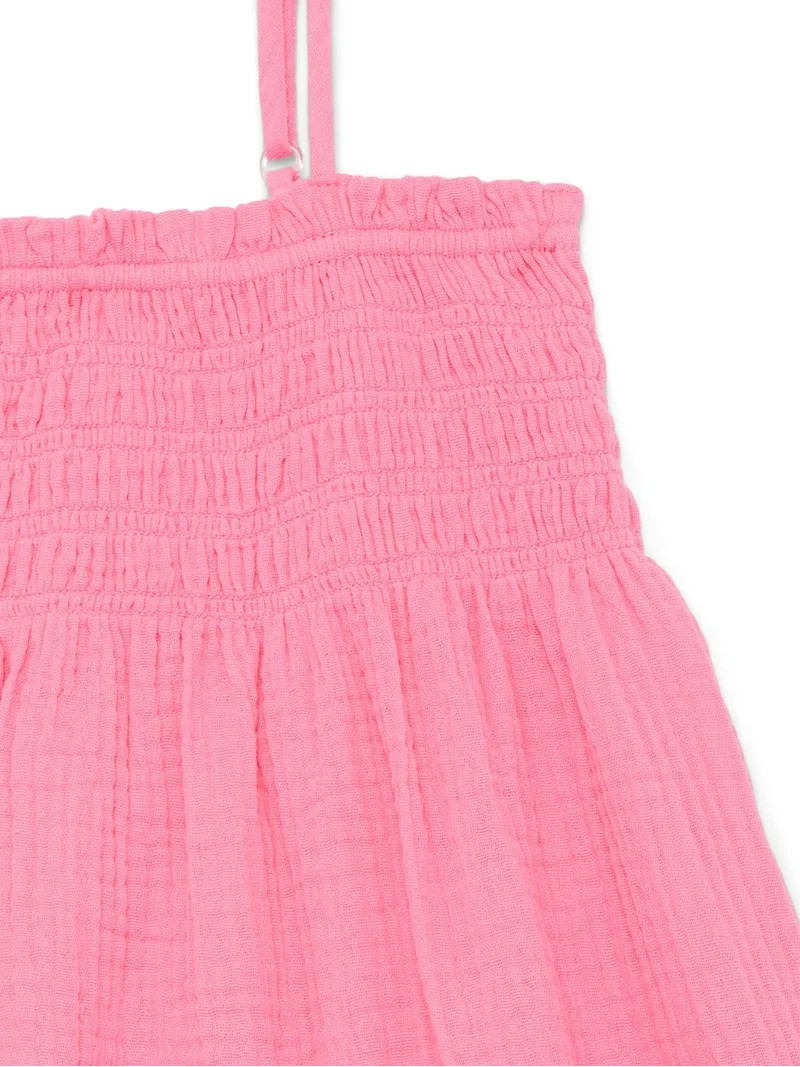 Wonder Nation Girls Smocked Spaghetti Strap Mini Dress Coverup, Sizes 4-18 | Walmart (US)