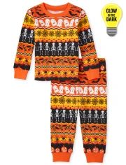 Unisex Baby And Toddler Matching Family Long Sleeve Glow In The Dark Halloween Fairisle Snug Fit ... | The Children's Place