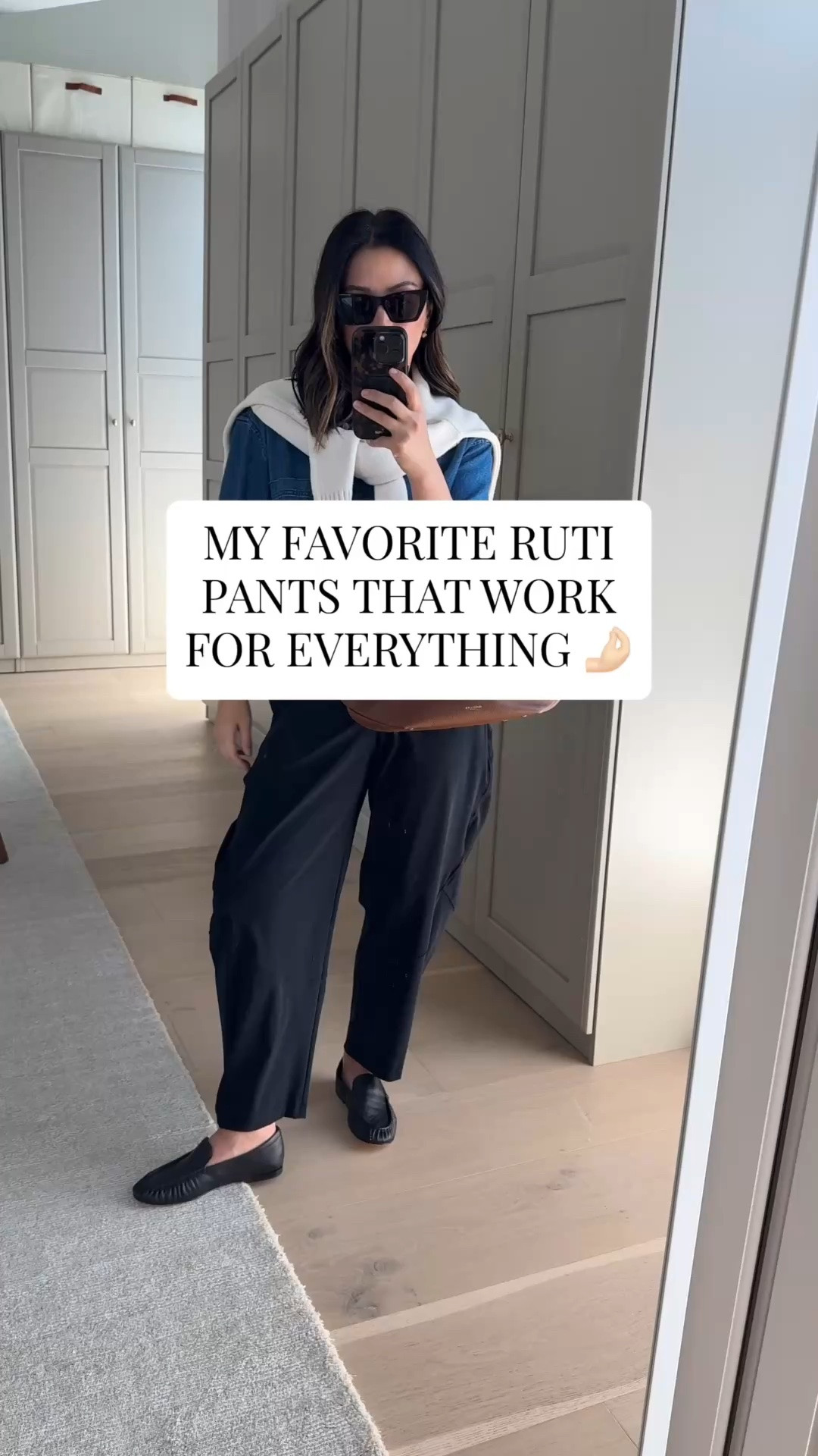 The Ruti pants that work for drop-off and work. These are a true high rise, length is petite friendly, wrinkle resistant, and so comfy!

AYR shirt xs
Ruti Wideish pants 4 petite. Could wear the 2 petite 
Everlane cotton sweater xs
Vince loafers 5
DeMellier bag New York medium 
Dorsey James necklace 15”
Electric Picks earrings

#LTKPetite #LTKootd #LTKWorkwear