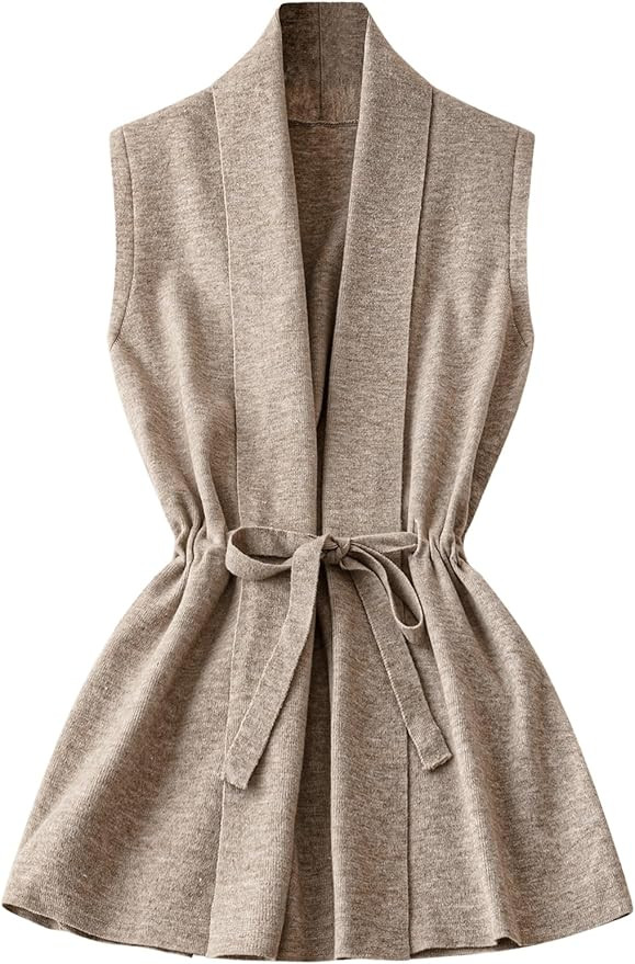 GORGLITTER Women's Sleeveless Long Cardigan Sweaters Vest Dressy Fall Casual Open Tie Front Light... | Amazon (US)