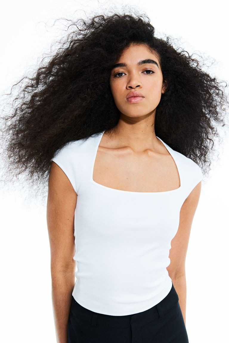 Cap-sleeved Top | White Top Tops | White Tank Top | Summer Outfits 2023 | H&M (US + CA)
