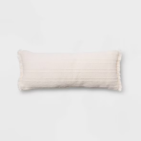 Oversized Cotton Textured Striped Throw Pillow with Fringe - Threshold™ | Target