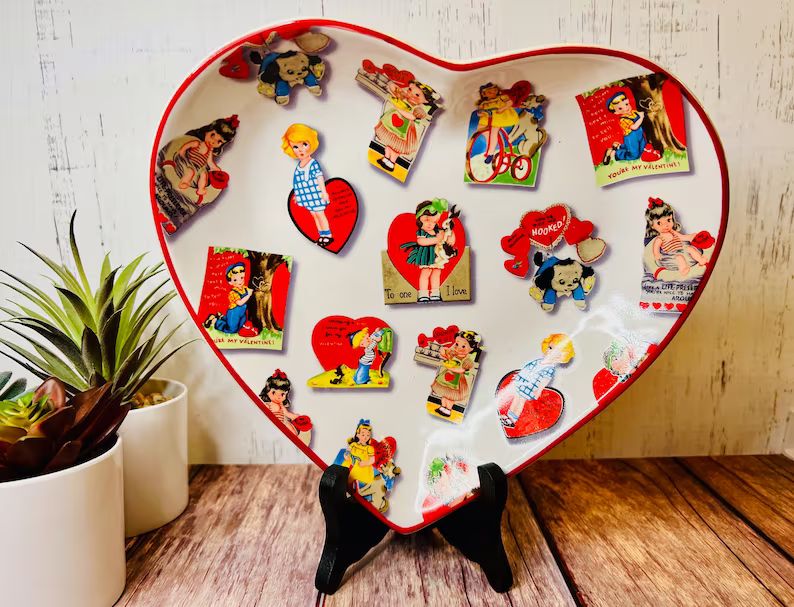 Vintage Inspired Valentine's Day Heart Shaped Platter, Rosanna Studios, Valentines Day Dish, Vint... | Etsy (US)