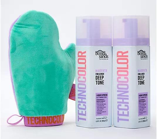 Bondi Sands Technocolor 1 Hour Express Mousse Duo with Lux Mitt - QVC.com | QVC