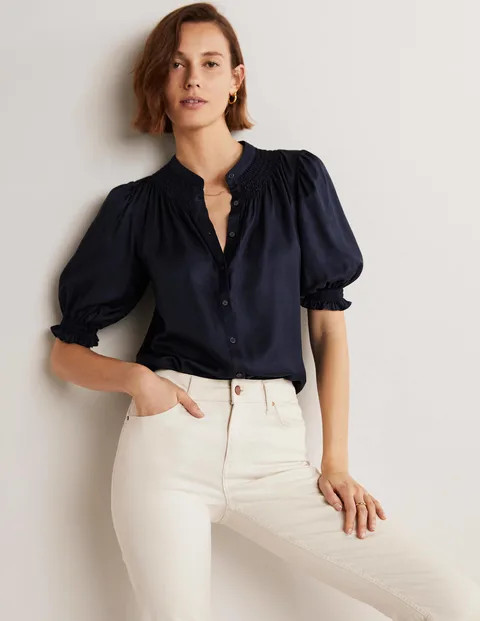 Smocked Silk Blouse | Boden (UK & IE)