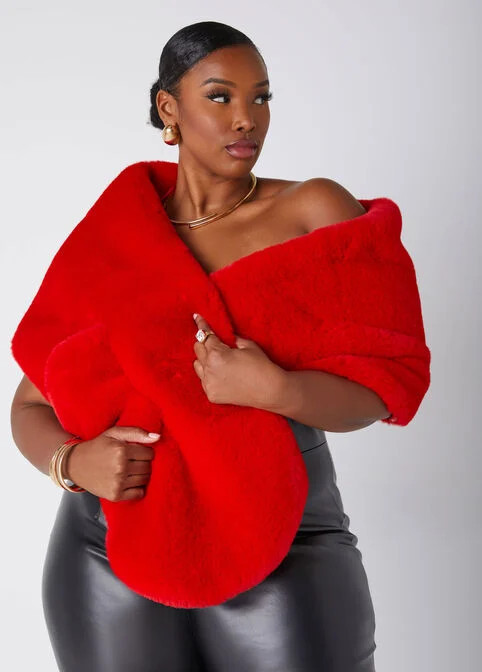 Longline Faux Fur Shawl | Ashley Stewart