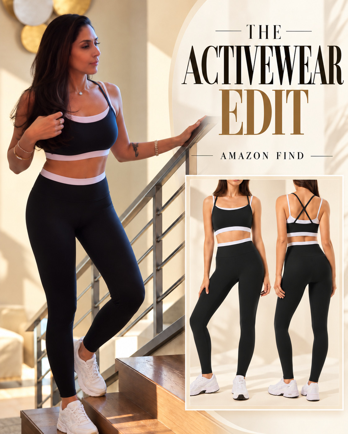 Found an activewear set that makes sporty style look effortlessly chic. 🤍 The black-and-white contrast, flattering fit, and clean design make it perfect for workouts, walks, and everyday wear. Shop this Amazon find on LTK! ✨ 

 #LTKvlog #LTKWorkwear