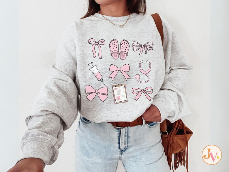 Coquette Nurse Shirt, Pink Bow Nurse Sweatshirt, Girlcore Nurse Sweater, Softcore Nurse Graduatio... | Etsy (US)