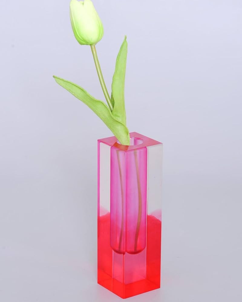 Acrylic Pillar Vase, Bud Vase for Centerpieces,Unique,Eclectic,Maximalist Room Decor, Modern Deco... | Amazon (US)