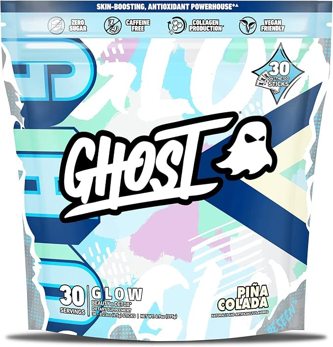 GHOST Glow Sticks: Beauty and Detox Supplement - 30 On-The-Go Stick Packs, Pina Colada - Hyaluron... | Amazon (US)