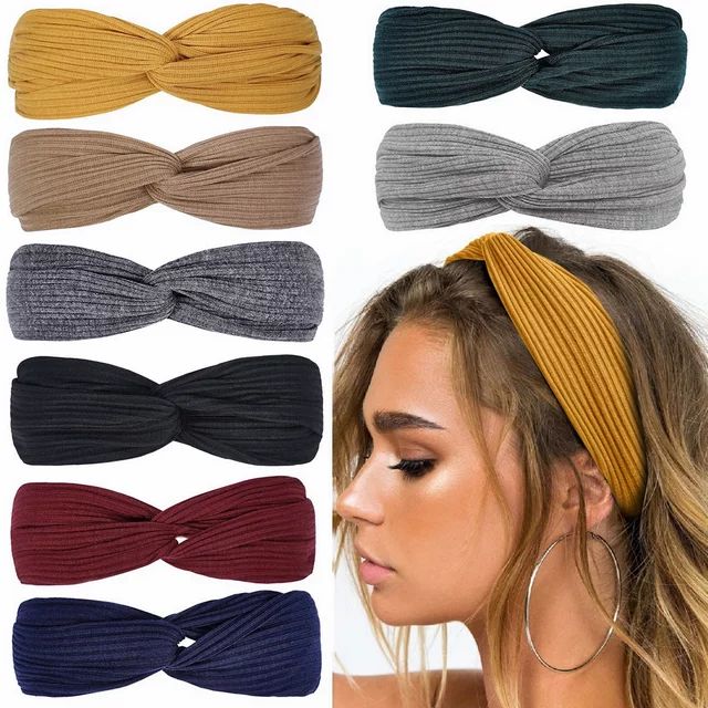 Hanmir 8 Pack Headbands for Women Twist Knotted Boho Stretchy Hair Bands for Girls Criss Cross Tu... | Walmart (US)