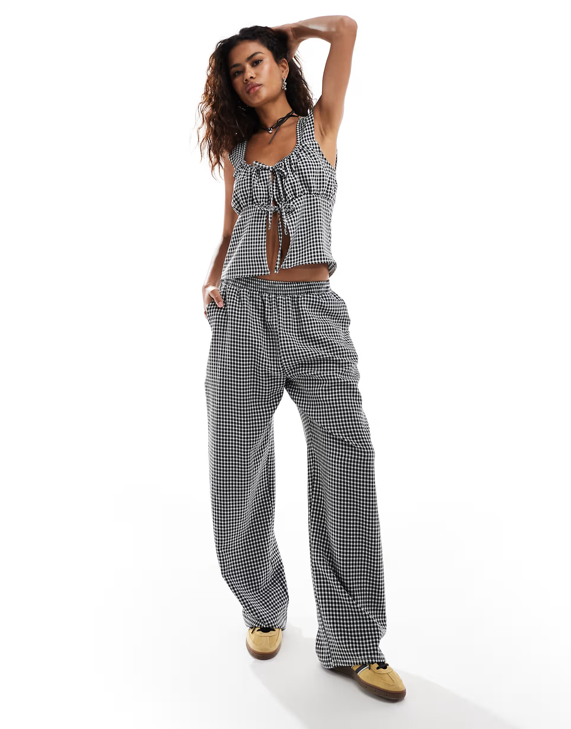 Reclaimed Vintage split front top in gingham | ASOS (Global)