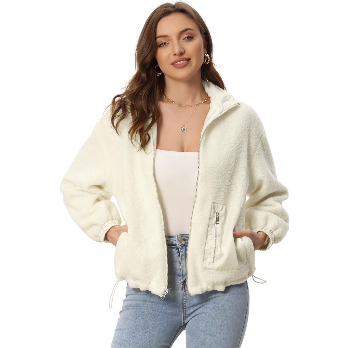 Allegra K Women's Long Sleeve Lapel Fuzzy Fleece Oversized Winter Coat with Pockets | Target