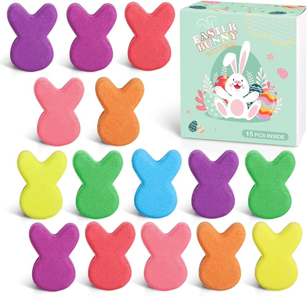 Easter Bath Bombs Gifts for Kids - 15 Pcs Easter Bunny Mini Bath Bombs for Boys Girls, Handmade B... | Amazon (US)