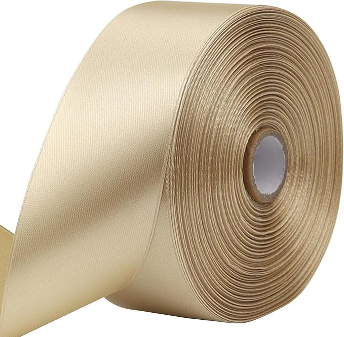 Champagne Solid Satin Ribbon 1-1/2 Inch 50 Yards Solid Polyester Fabric Ribbon for Gift Wrapping ... | Amazon (US)