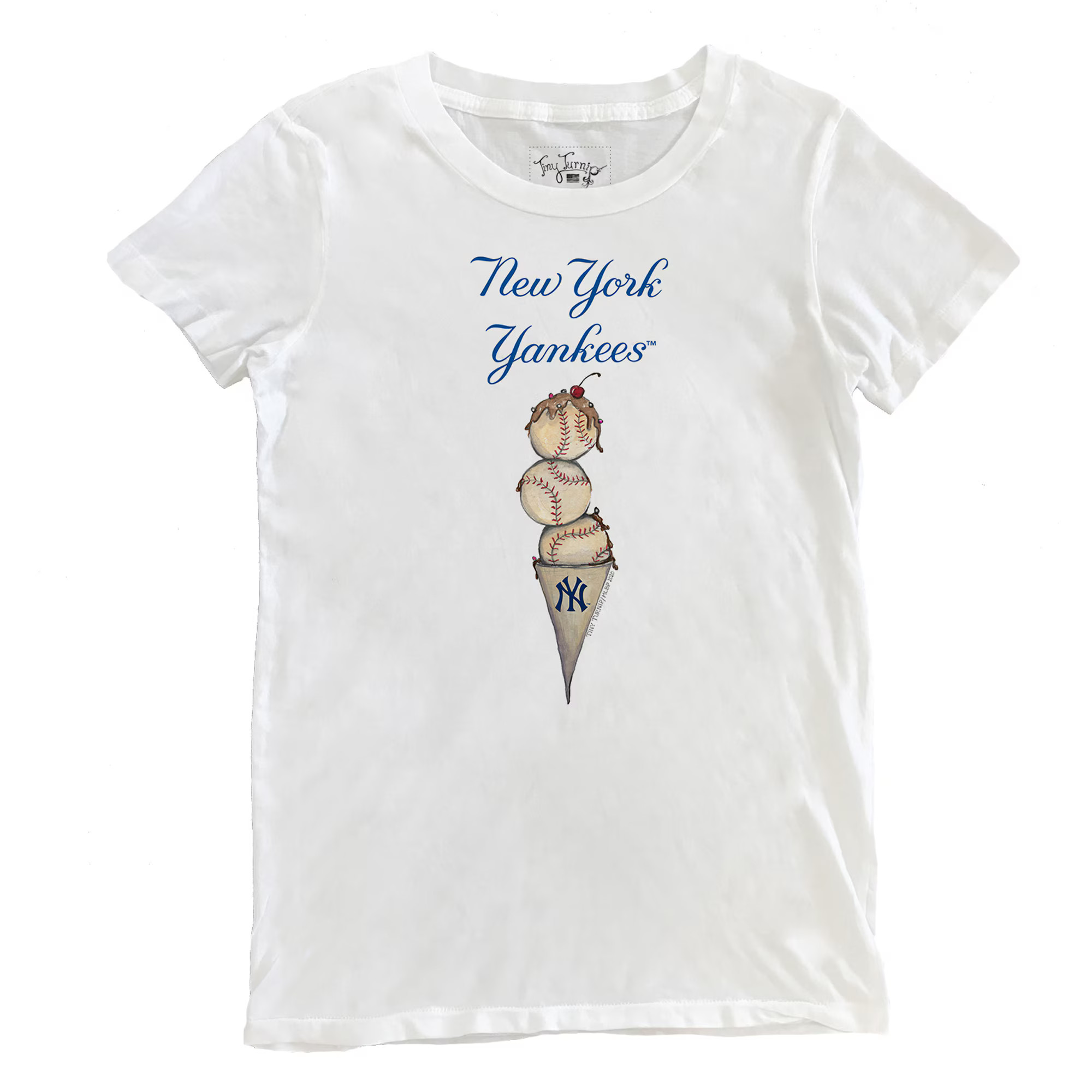Women's New York Yankees Tiny Turnip White Triple Scoop T-Shirt | MLB Shop