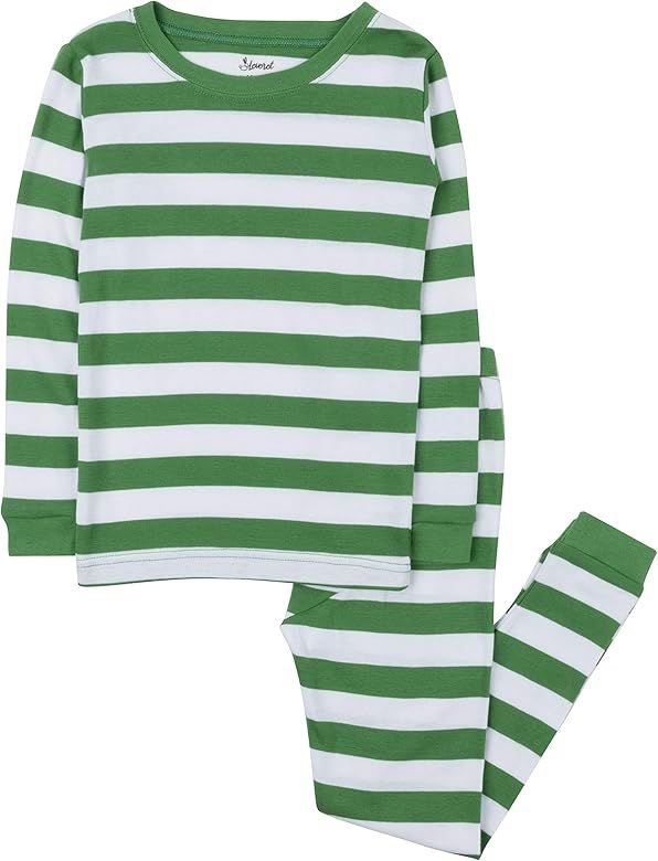 Leveret Kids Christmas Pajamas Boys Girls & Toddler Pajamas Red White Green 2 Piece Pjs Set 100% ... | Amazon (US)