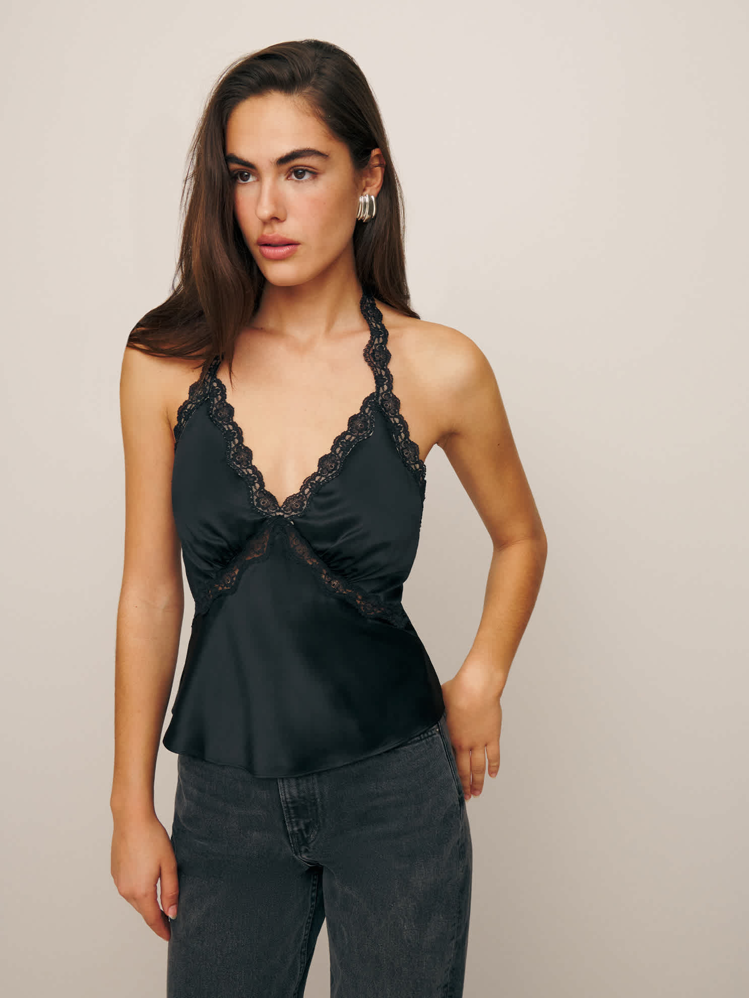 Reformation Monica Silk Top Black XS | Reformation (Global)