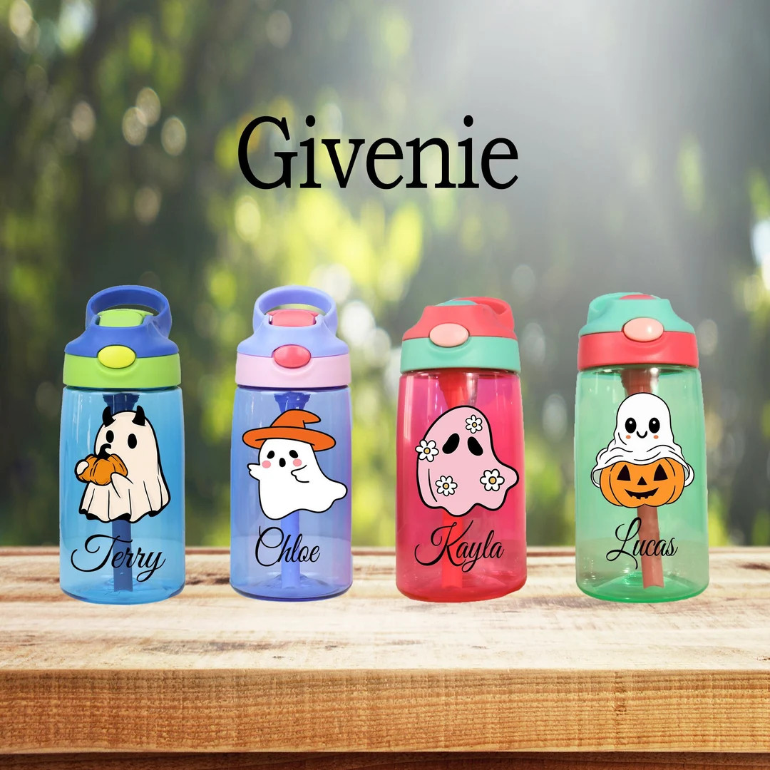 Custom Halloween Water Bottle With Name, Personalized Halloween Kids Gift, Back to School Bottle,... | Etsy (US)