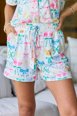 Cozy Crush Pajama Shorts - Take A Bow Multi Pastel | Pink Lily