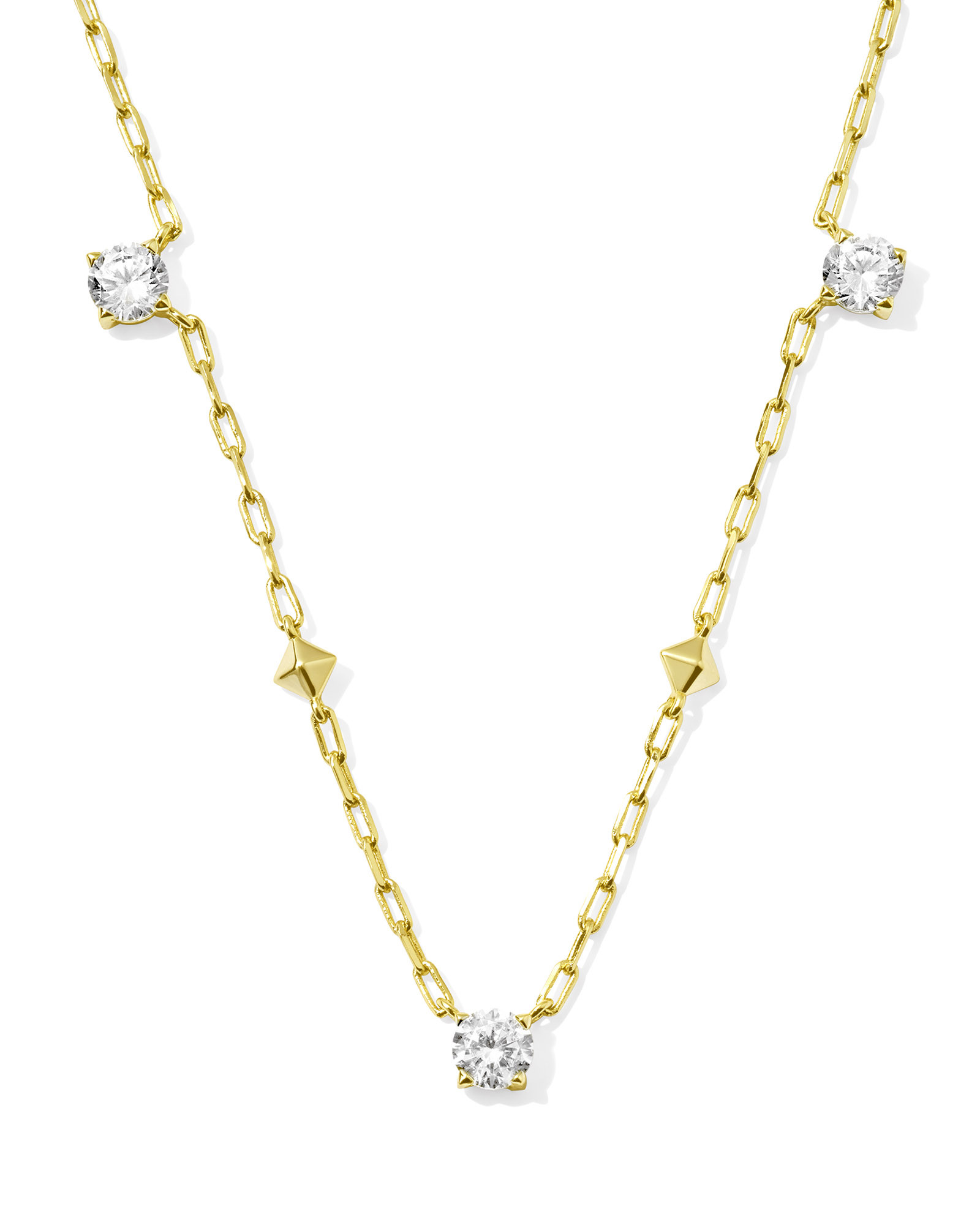 Jada Gold Strand Necklace in White Crystal | Kendra Scott | Kendra Scott