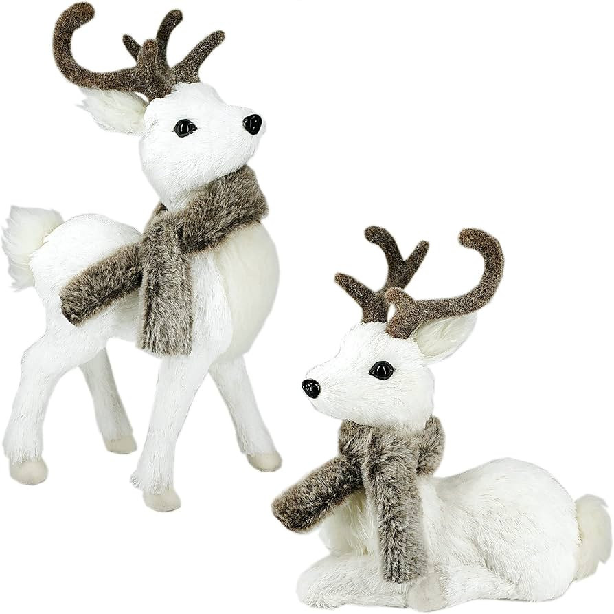 Nature Vibe 14.8 Inches Sisal Reindeer Christmas Decoration Set of 2,Cute Woodland Animals Figuri... | Amazon (US)