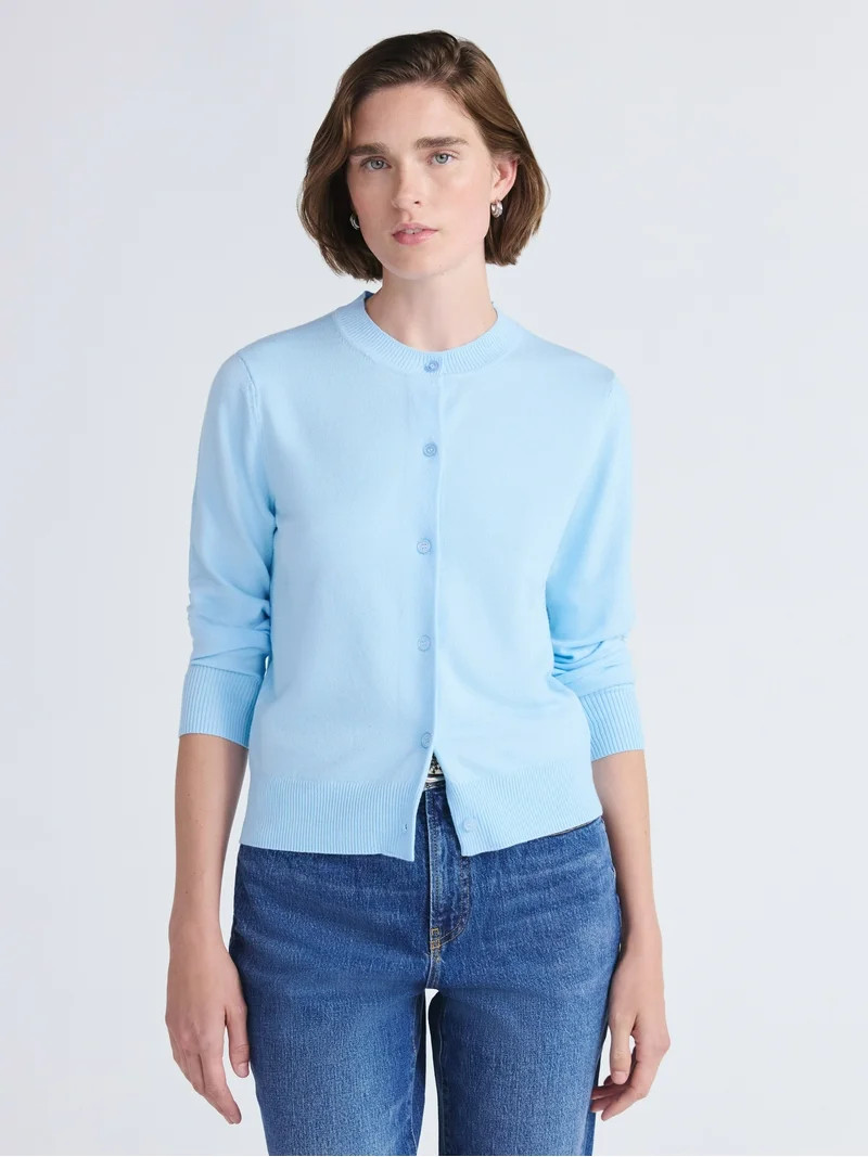 Free Assembly Women's Cozy Yarn Classic Cardigan Sweater, Midweight, Sizes XS-4X | Walmart (US)