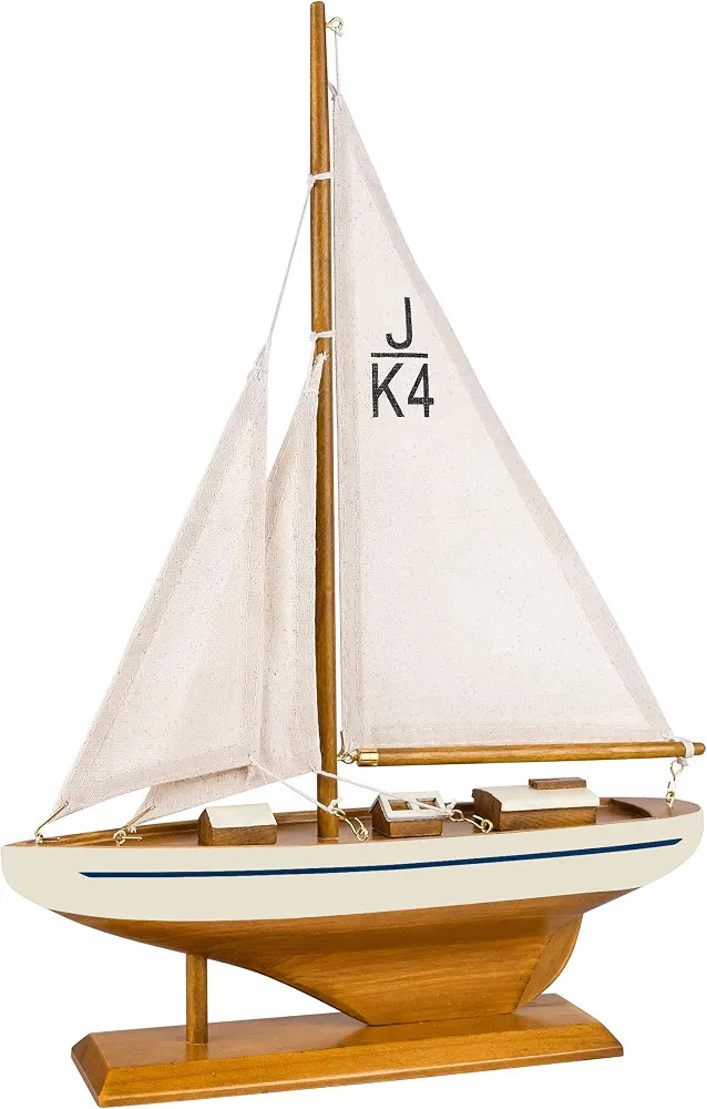 SAILINGSTORY Wooden Sailboat Model Sailing Ship Decor 10.5" Ivory | Amazon (US)