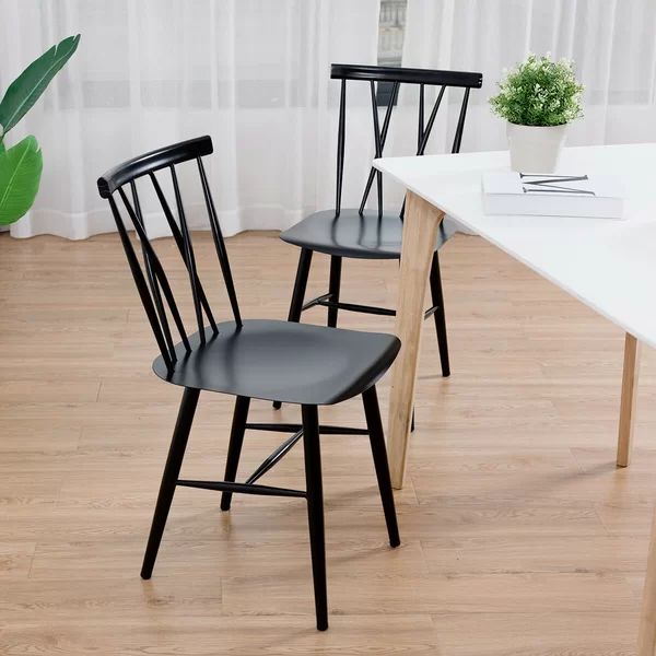 Goodin Metal Cross Back Side Chair in Black (Set of 2) | Wayfair North America