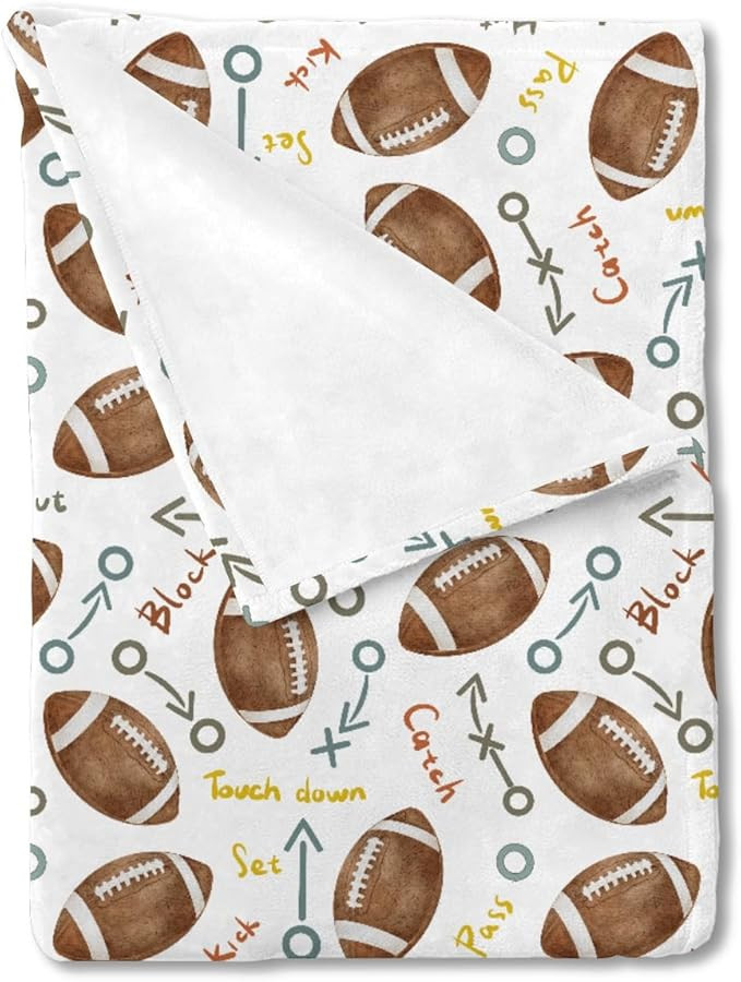 Watercolor American Football Baby Blanket for Boy Girl American Football Rules Swaddle Blankets O... | Amazon (US)