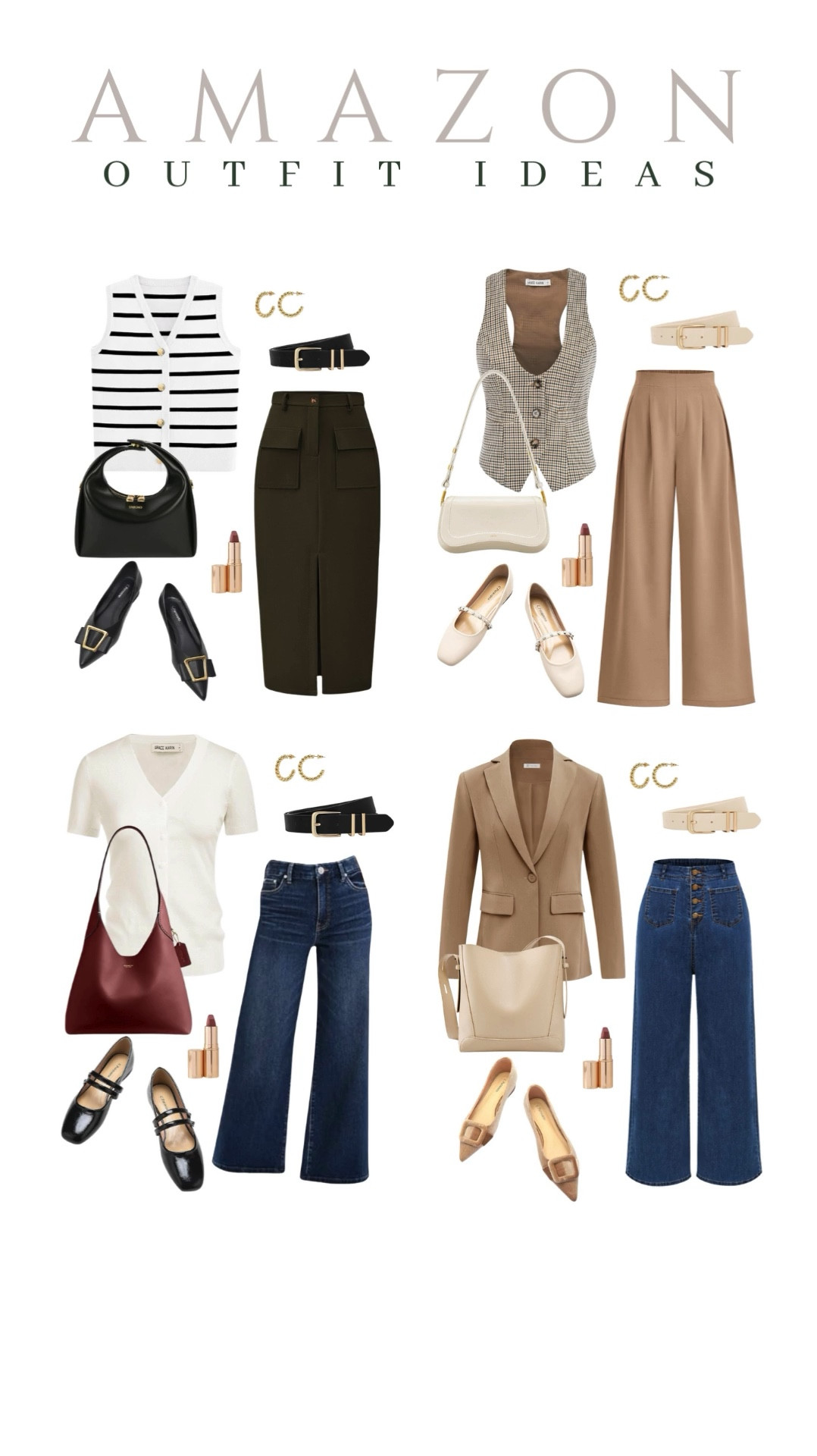 I mixed casual and elevated styles to create versatile looks that you can personalize with your favorite accessories!
fall vibes, trendy looks, dressy outfit, on the go look, viral fashion, sweater vest, business casual, amazon fashion, amazon fave, affordable finds

#LTKSeasonal #LTKU #LTKStyleTip