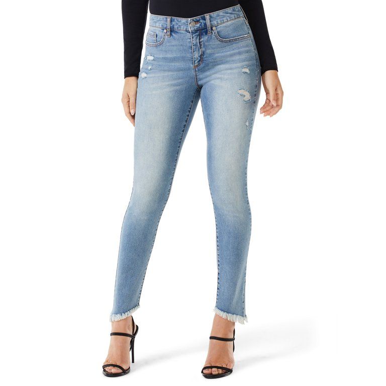 Sofia Jeans by Sofia Vergara Women's Rosa High-Rise Curvy Ankle Jeans with Fringe Hem | Walmart (US)