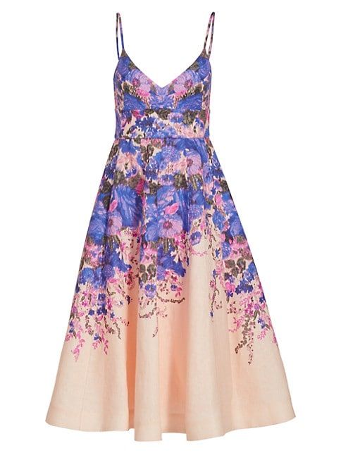 High Tide Linen Floral Midi-Dress | Saks Fifth Avenue
