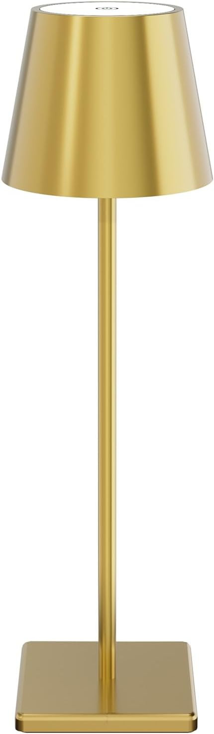 Gold Cordless Table Lamp, 5500mAh Battery Powered Table Light Brass, 3 Color Temperatures Steples... | Amazon (US)