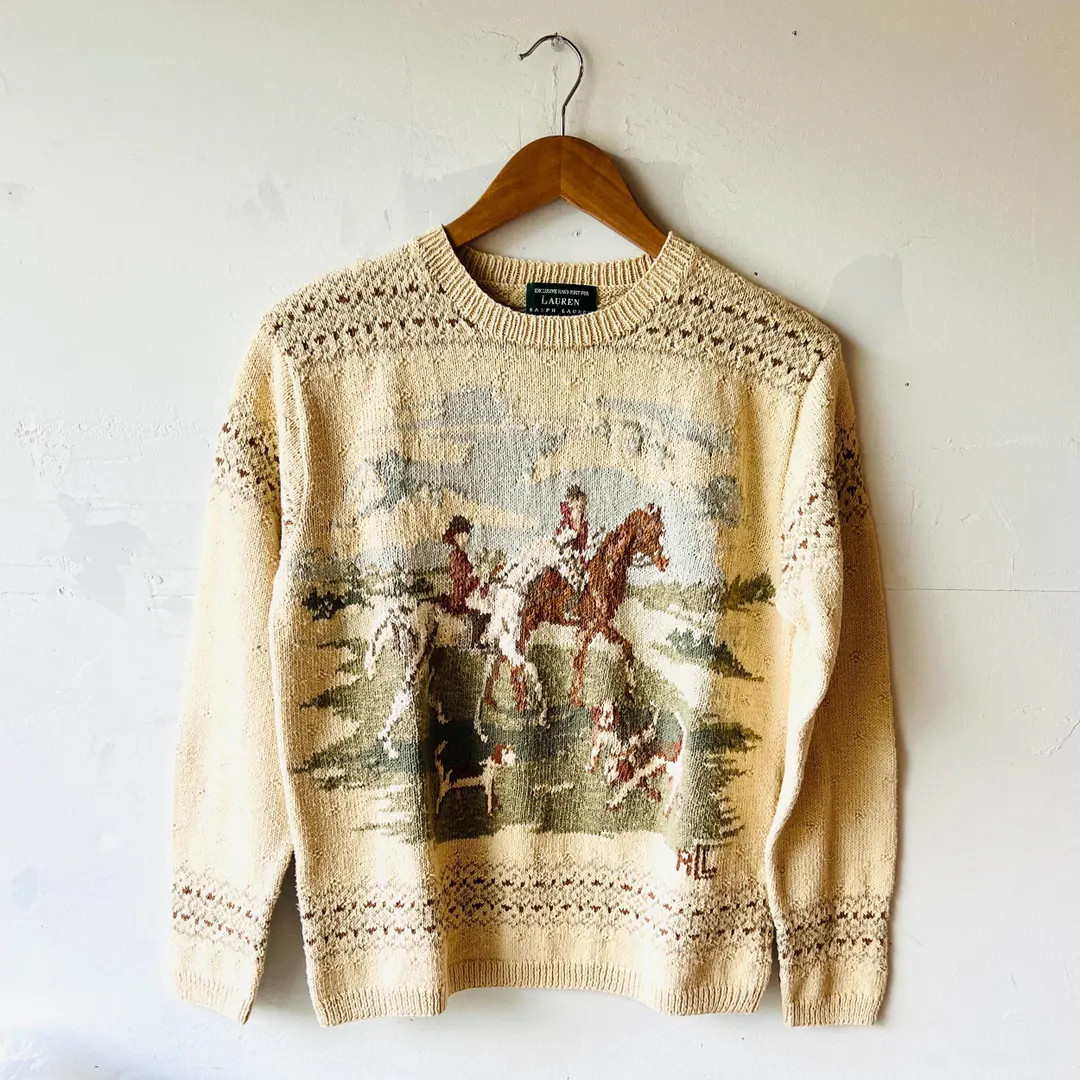 Vintage Ralph Lauren Equestrian Themed Sweater - Etsy | Etsy (US)