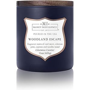 Manly Indulgence Woodland Escape Scented Jar Candle, Signature Collection, Soy Wax Blend, Wooden Wic | Amazon (US)