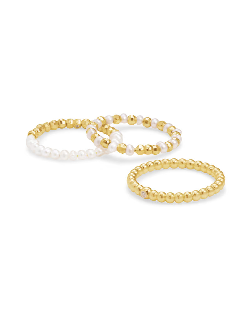 Mollie Ring Set of 3 in Gold White Pearl | Kendra Scott