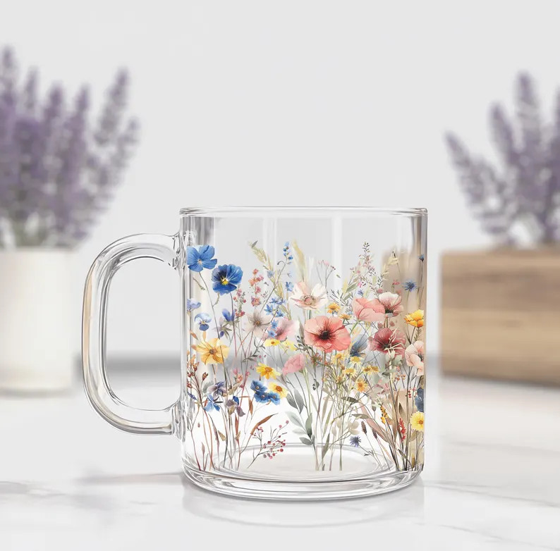 Wildflower Mug, Boho Wildflowers, Flowers Mug, Mugs, Mugs With Flowers, Housewarming Gift, Mother... | Etsy (Global)