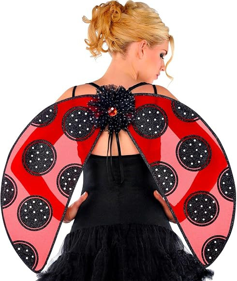 Ladybug Wings Costume Accessory - One Size, Red/Black - 1 Pc. | Amazon (US)