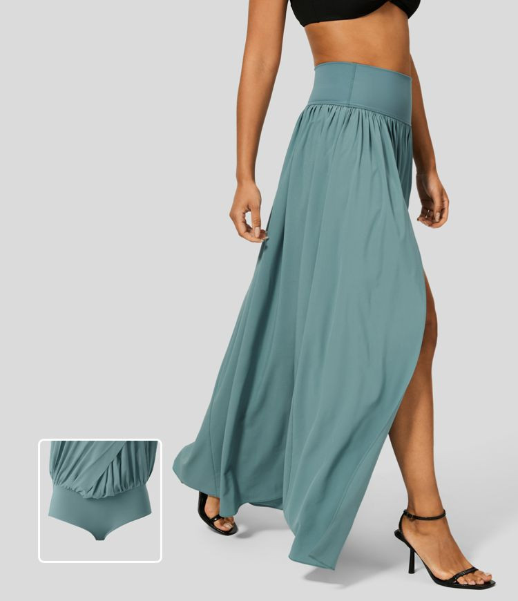 Women’s Breezeful™ High Waisted Plicated Split 2-in-1 Flowy Quick Dry Maxi Casual Skirt - Hal... | HALARA