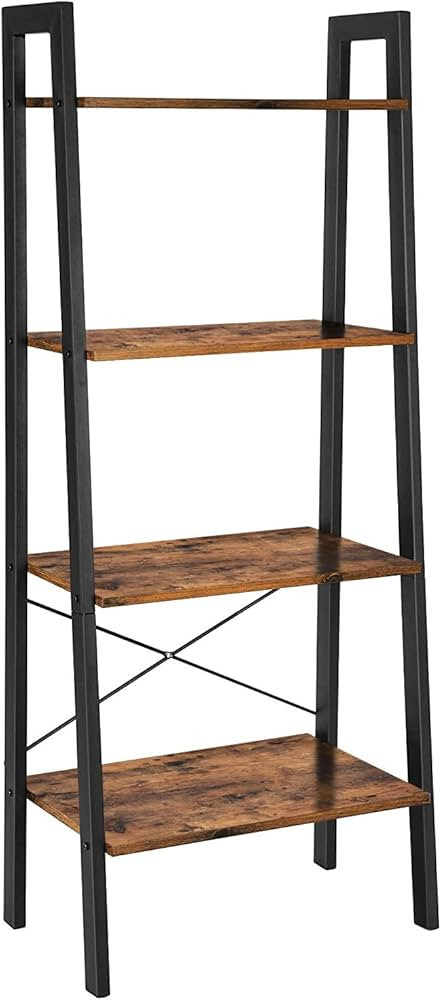 VASAGLE Ladder Shelf, 4-Tier Bookshelf, Storage Rack, Bookcase with Steel Frame, for Living Room,... | Amazon (US)