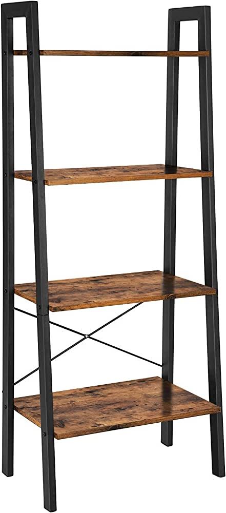 VASAGLE Ladder Shelf, 4-Tier Bookshelf, Storage Rack, Bookcase with Steel Frame, for Living Room,... | Amazon (US)