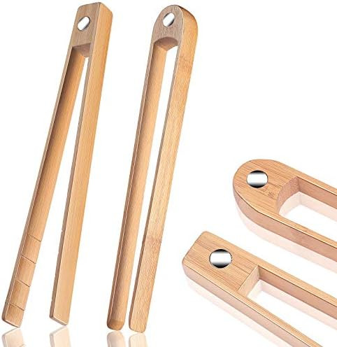 2 Pieces 8.7 Inch Wooden Toaster Tongs With Magnet Magnetic Bamboo Toaster Tongs Wood Toast Tongs... | Amazon (US)