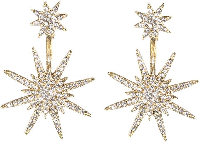 Amazon.com: Starburst Earrings for Women- Big Star Earrings - Crystal Star Dangle Drop Earrings, ... | Amazon (US)