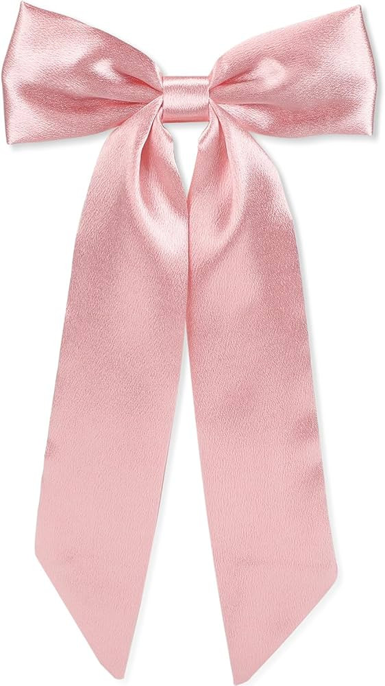 WantGor Long Tail Bow Hair Clips, Hair Ribbon Bows Satin Bowknot Clip Large Hair Barrettes Cute P... | Amazon (US)