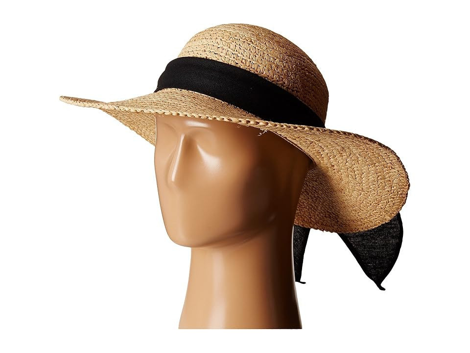 SCALA Big Brim Raffia with Linen Bow Women's Caps Natural, Linen/Raffia | Zappos