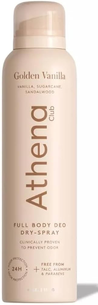 Athe~na ~Club ~Dry Touch Deo Body Spray, Golden Vanilla Scent, Aluminum-Free, 24-Hour Odor Protec... | Amazon (US)